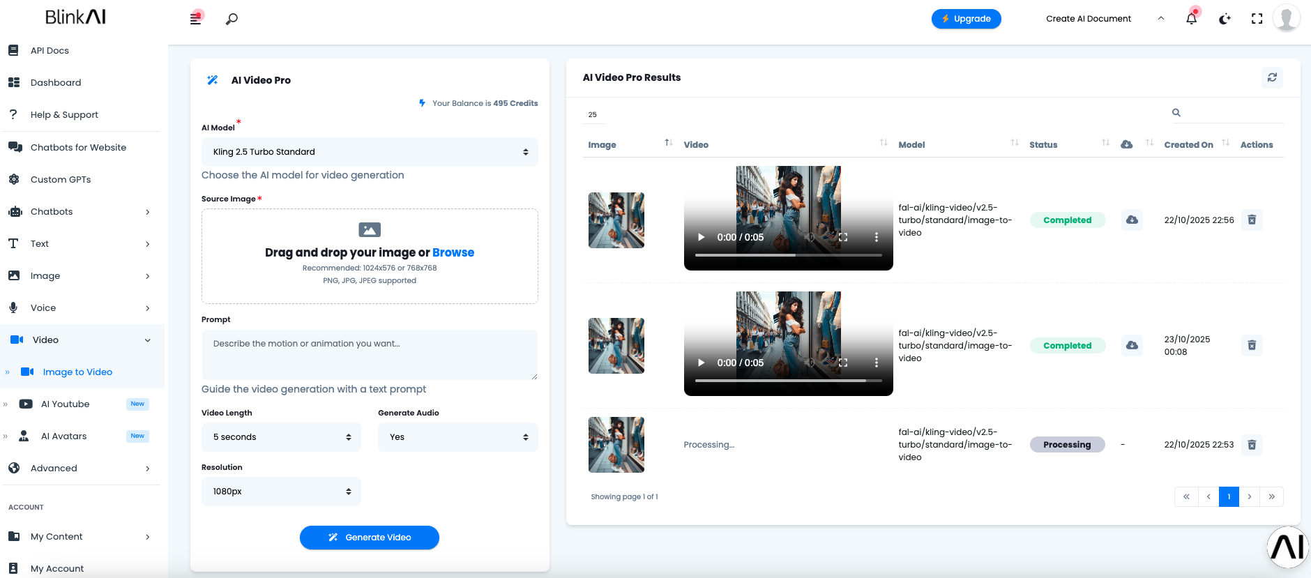 Upload Image to Generate Video